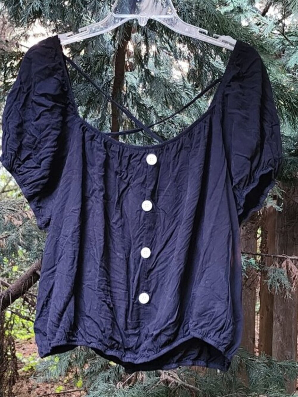 GUC Large Black off the shoulder short puff sleeve shirt